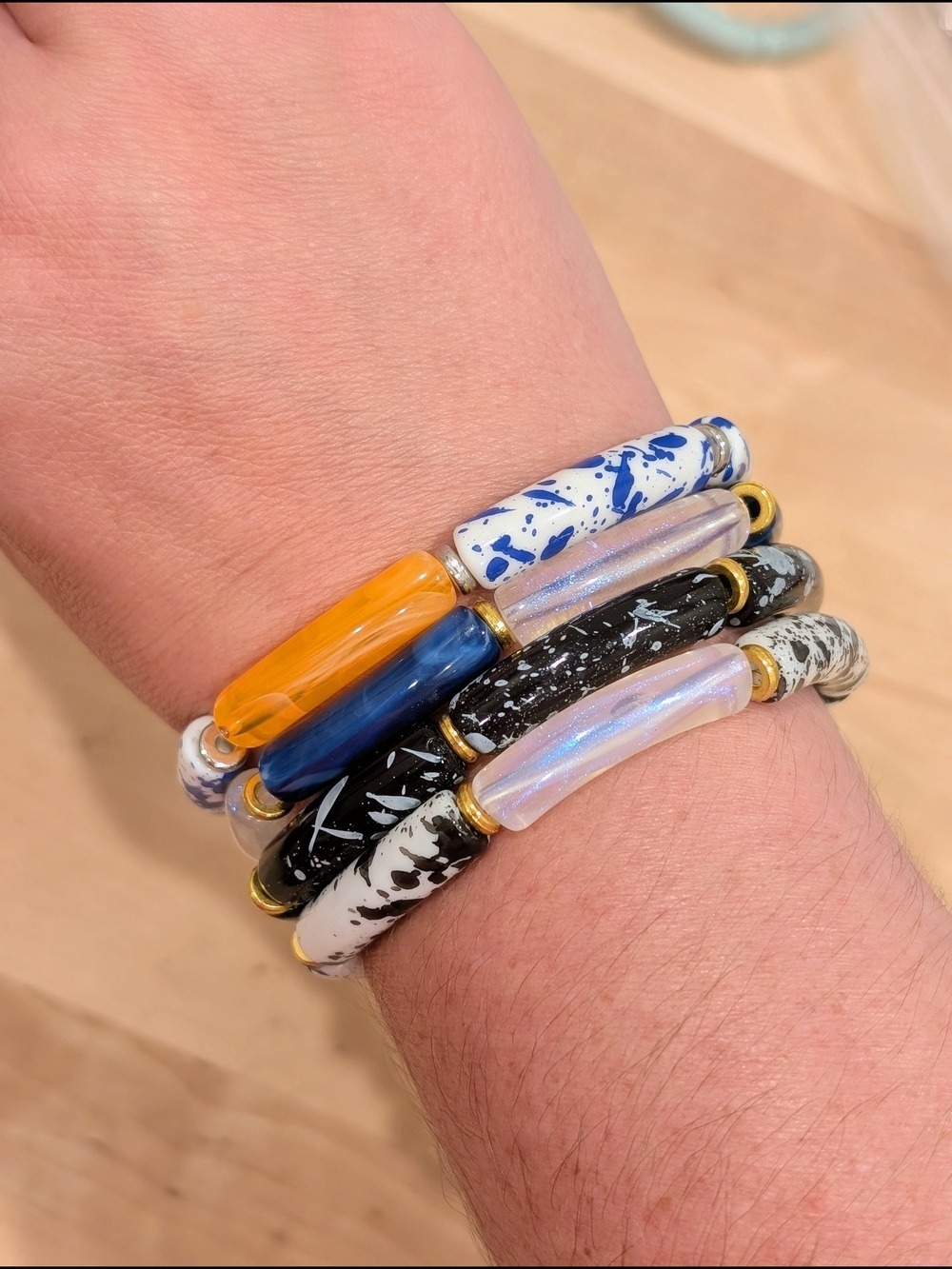 Multi Color Tube Bead Bracelet Set